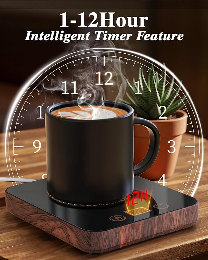 Coffee Mug Warmer for Desk with Auto Shut Off, Coffee Warmer for Desk Office Home Gifts (3 Adjustable Temp. &12 Hours Timer)