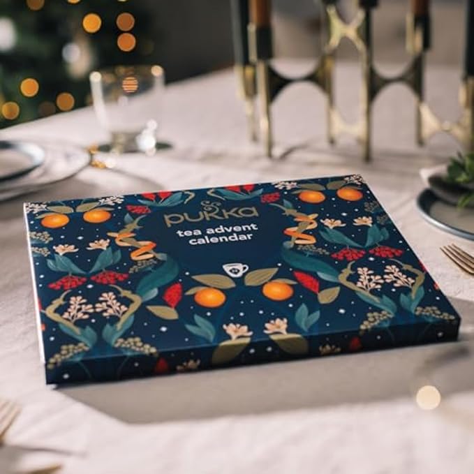 Pukka 2023 Advent Calendar Organic Tea, Herbal Tea Variety Pack, Selection of 24 Delightful Black & Green Teas and Infusions, 100% Organic