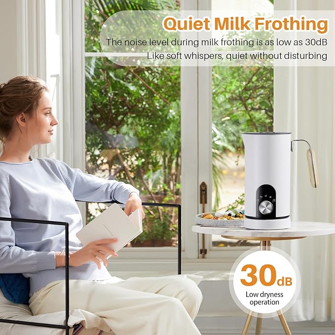 Electric Milk Frother,5-in-1 Milk Steamer with Touch Control,350ml Automatic Warm and Cold Foam Maker,Milk Warmer for Coffee,Latte,Cappuccinos Macchiato,Hot Chocolate,Anti-burn Propeller