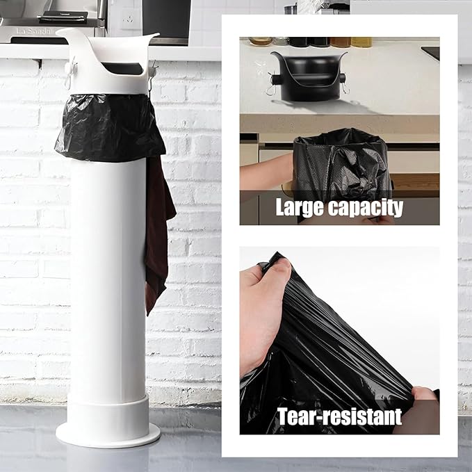 Garbage Bags for Standing Espresso Knock Box Commercial Large Trash Bag for Coffee Grounds Knock Box for Coffee Shop, Bar, Kitchen,Office, Black,6 Roll/150 pcs