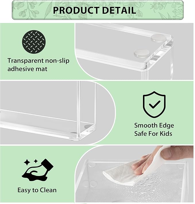 Clear Acrylic Napkin Holder for Table, Elegant Non-Slip Guest Towel Tray for Bathroom, Waterproof Vertical Tissue Dispenser for Kitchen, Dining, Bar, Office