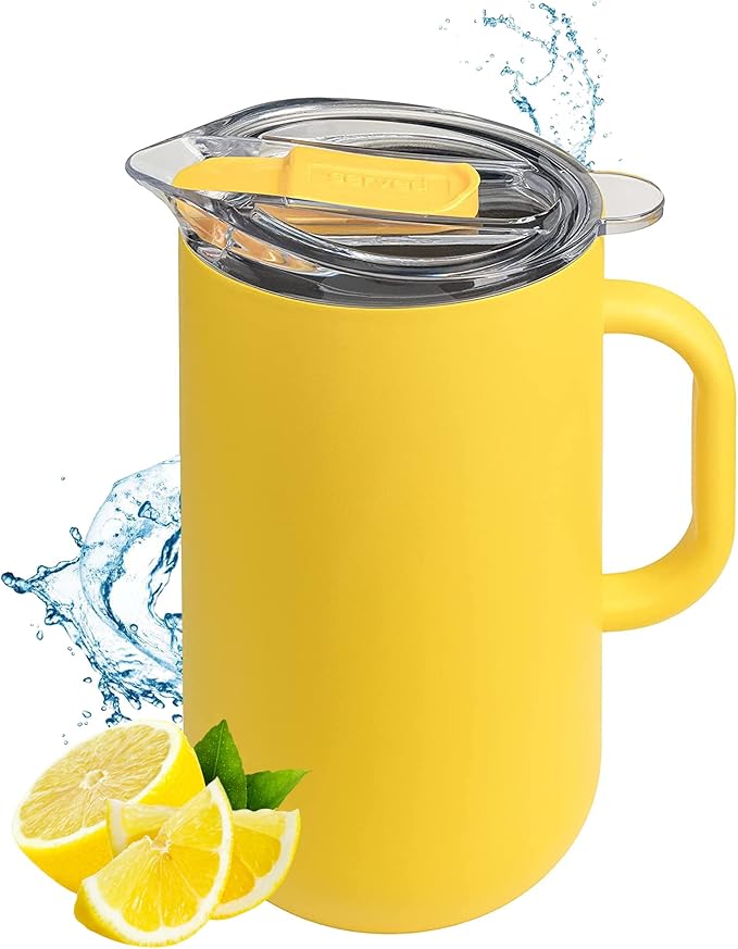 Served Premium Insulated Pitcher (2L/66oz) - Double Walled, Copper Lined Stainless Steel Pitcher with Lid - Vacuum Insulated Carafe for Hot Coffee, Tea, Iced Drinks, Water, Cocktails, and More