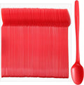100 Pcs Extra Long Spoons for Ice Cream Floats Plastic Sundae Spoons Bulk 8 Inch Long Handle Spoon Heavy Duty for Ice Cream Milkshakes Tea Cocktails Root Beer Float and Tall Beverages (Red)