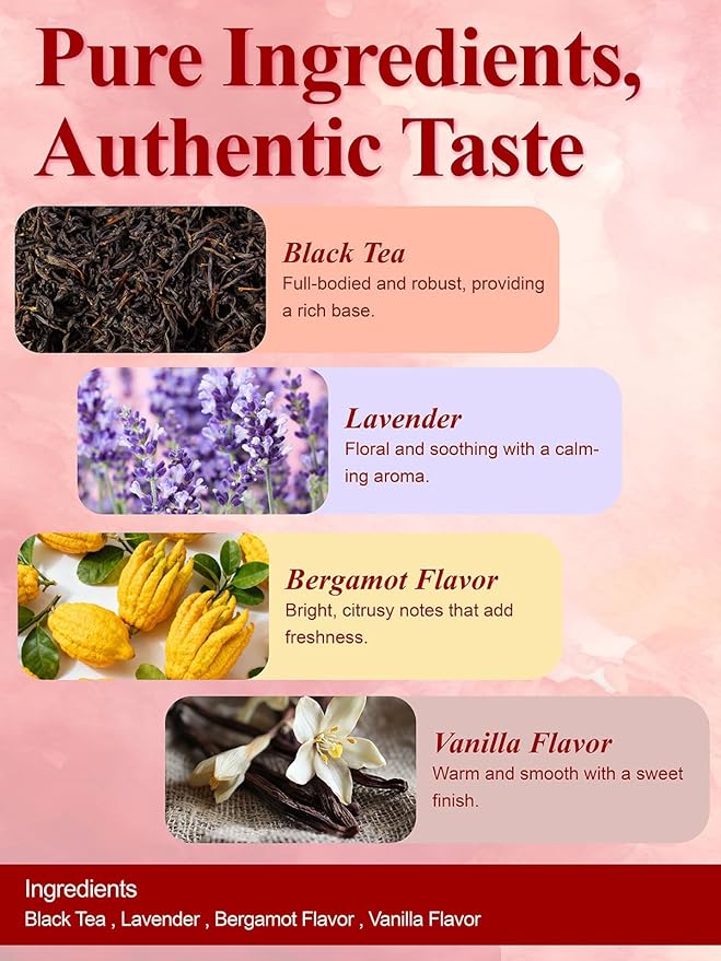 LOOMICA Paris Breakfast Black Tea, Smooth Black Tea Blend with & Natural Lavender, Refreshing Bergamot & Sweet Vanilla, Rich Morning Tea, Perfect with Milk or Honey, No Artificial Sugar Added, 20 Count