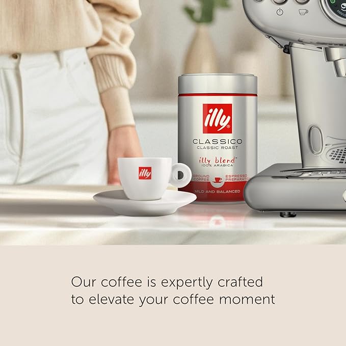 illy Ground Coffee Espresso - 100% Arabica Coffee Ground – Intenso Dark Roast – Warm Notes of Cocoa & Dried Fruit - Rich Aromatic Profile - Precise Roast - No Preservatives – 4.4 Ounce