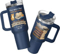 34HD Cat Coffee Tumbler with Handle & Straw, 40 oz Stainless Steel Vacuum Insulated Cat Book Travel Mug, Birthday Christmas Mothers Day Gifts for Pet Lovers Women Mom Librarian Her