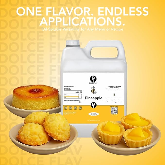 Dolce Flav Pineapple Flavoring – 32 oz. – Premium Oil-Based Extract for Chocolates, Frostings, Baked Goods & Confections | Tropical Flavor for Bakeries & Candy Makers
