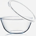 4.7QT Large Glass Mixing Bowl with White Lid, Big Salad Bowl with Lid, Large Glass Bowls for Sourdough and Kithen