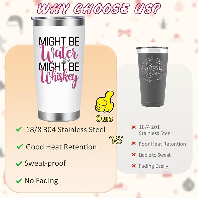 LiqCool Funny Tumblers for Women, 20 Oz Might Be Whiskey Tumbler, Wine Gifts for Women Mom Friend Sister, Funny Whiskey Glass, Wine Gifts for Christmas Birthday Mother's Day