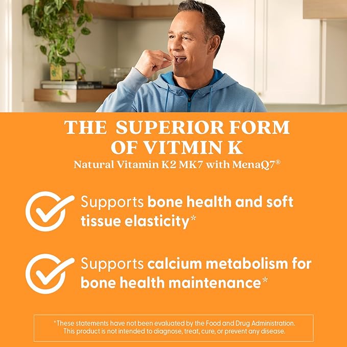 Doctor's Best Natural Vitamin K2 Mk-7 with MenaQ7, 100mcg Vitamin K2 Supplement Supports Bone Health, Non-GMO, 60 Veggie Capsules