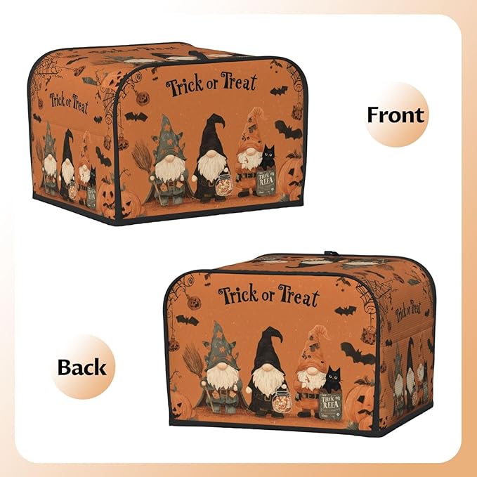 Toaster Cover 4 Slice Gnomes Halloween Pumpkin Kitchen Small Appliance Covers with Pockets Dust and Fingerprint Protection