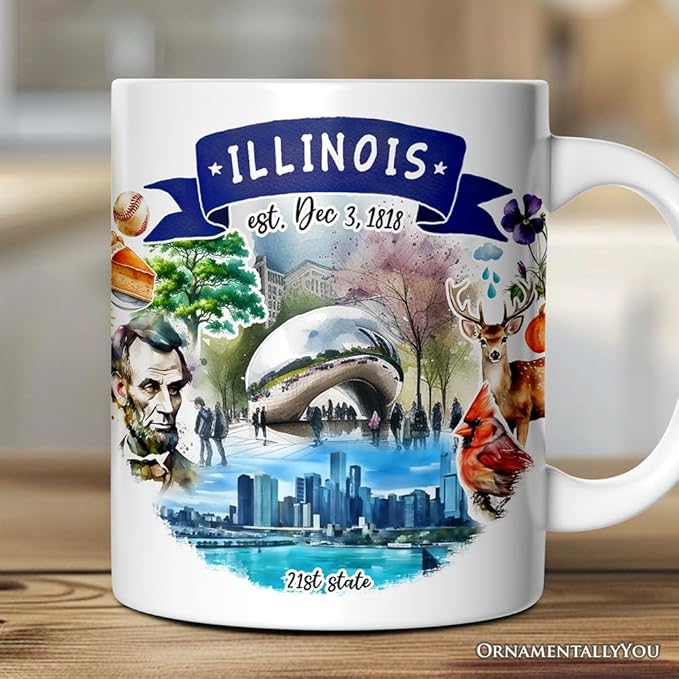 OrnamentallyYou Artistic Illinois State Themes and Landmarks Mug