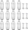 12 Pcs Plastic Cocktail Shaker with Scales and Strainer Top, Clear Drink Mixer Cup with Measurements for Tea, Coffee, Boba, and Milk, with 6 Cocktail Measuring Jiggers(700 Cc/ 24 oz)