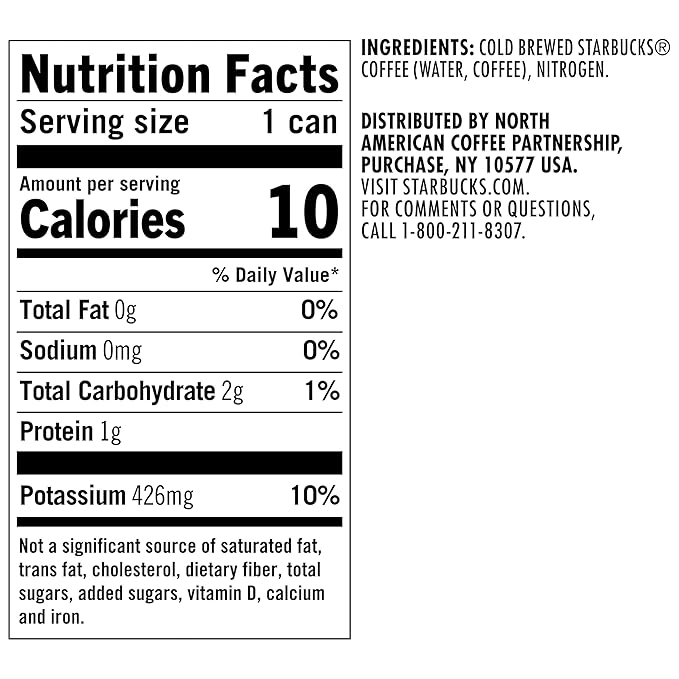 Starbucks - RTD Coffee Nitro Cold Brew, Black Unsweetened, 9.6 fl oz Cans (8 Pack), Iced Coffee, Cold Brew Coffee, Coffee Drink