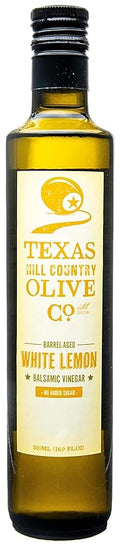 White Lemon Balsamic Vinegar - Gourmet Barrel Aged Infused Balsamic Vinegar - Great for Dressing Dipping Glazing - No Artificial Flavors or Added Sugar - Made in Texas (16.9 oz)