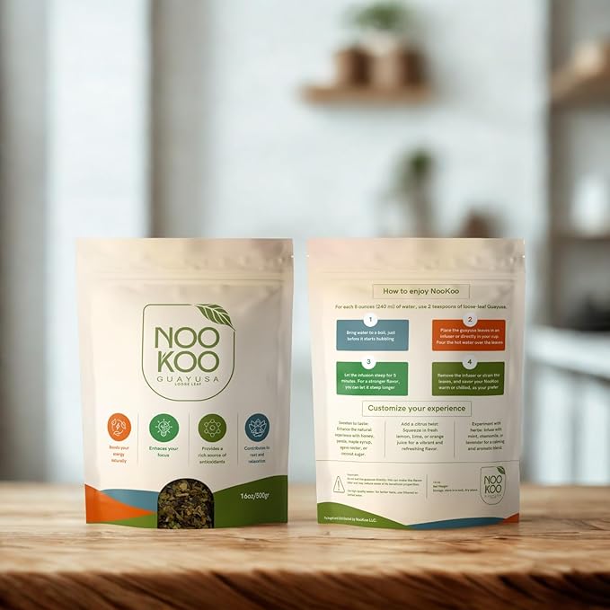 NooKoo Organic Guayusa Loose Leaf Tea 16 oz | Clean Energy & Focus | 60mg Natural Caffeine | Smooth, Jitter-Free Boost | Antioxidant-Rich Herbal Tea | Coffee Alternative from the Amazon