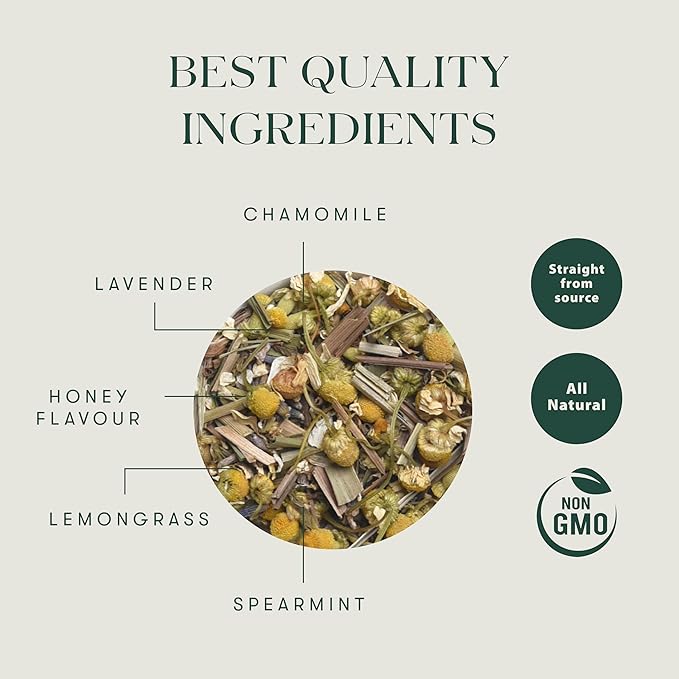 Luxmi Estates - Chamomile Honey Herbal Tea - 50g (25 Cups) | Certified Organic Tea | Caffeine-Free