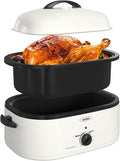 Sunvivi Electric Roaster,20 Quart Roasting Oven with Self-Basting Lid Removable Pan,Turkey Roaster Oven with 150 to 450F Temperature Control Cool-Touch Handles,White