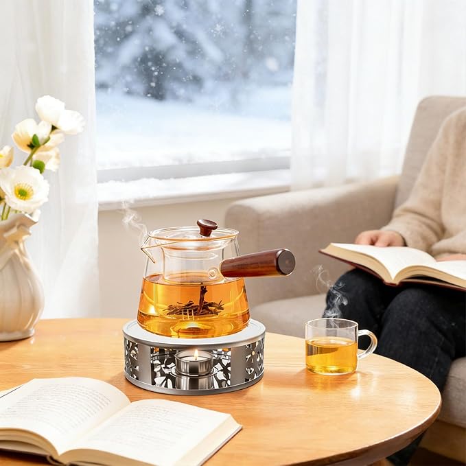 Tea Warmer Petals Silhouette, 3 Pack Stainless Steel Teapot Warmer with Tealight Holder