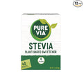 PURE VIA Stevia Sweetener Packets, Sugar Substitute, Natural Sweetener, No Erythritol, Zero Calorie Natural Sweetener Packets, 40 Count (Pack of 12)