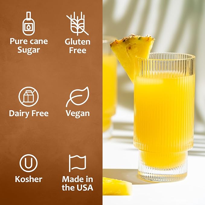 Syruvia Pineapple Syrup, Flavored Syrup for Drinks, Cocktails, Lemonades, Iced Teas, and Desserts – 25.4 fl oz