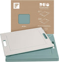 PLACEsMAT 2-in-1 Faux Leather Placemat & Serving Tray | Reversible Design, Lays Flat & Easy to Clean | Ottoman Food Tray, Housewarming Gift, 18” x 14” (Seafoam Blue & Stone, Set of 4)