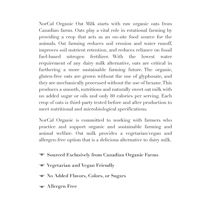 NorCal Organic Oat Milk Powder - 2lbs Bulk | 100% Vegan, UNFLAVORED | Pure Organic Oats from Canadian Farms