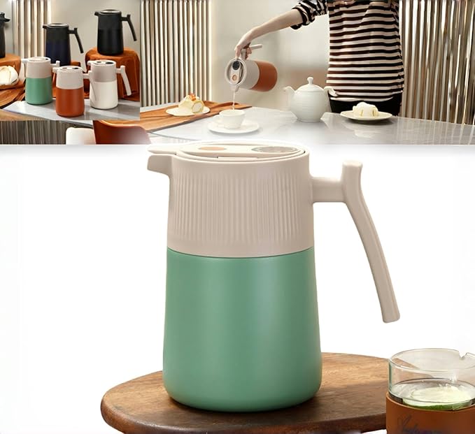 mint green SUS316 Safe edible materials teapot, 64oz large capacity, Can display temperature, vacuum insulation, suitable for hot water, tea, coffee, drinks, ice cubes, etc.