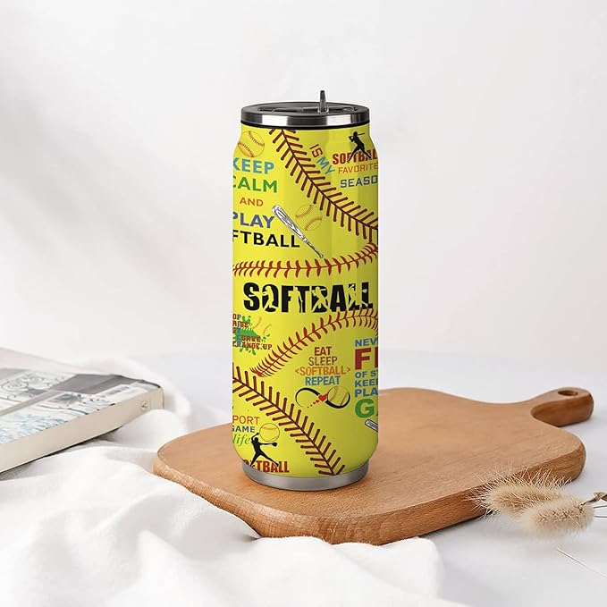 Softball Tumbler Cup 17oz Stainless Steel Insulated Travel Mug Tumblers Cup Softball Gift for Women Girls Mom Gifts for Birthday Christmas