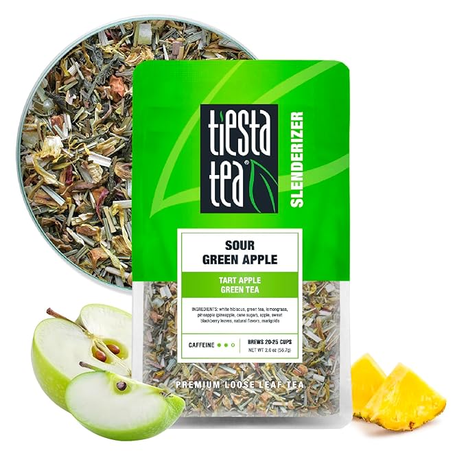 Tiesta Tea - Sour Green Apple, Loose Leaf, Tart Apple Green Tea, Medium Caffeinated Green Tea, Make Hot or Iced Tea Up to 20-25 Cups, 2 oz Resealable Pouch