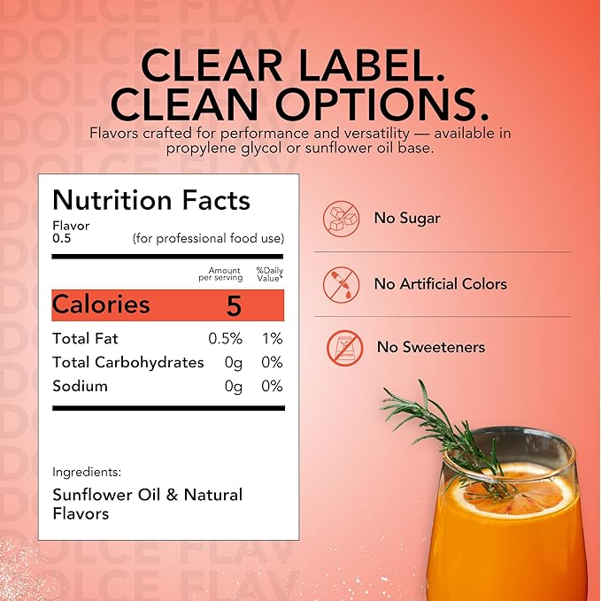 Dolce Flav Natural Blood Orange Extract – 8 Ounce Oil-Soluble Kosher, Sugar-Free, Concentrated Blood Orange Flavoring for Baking, Chocolates & Desserts