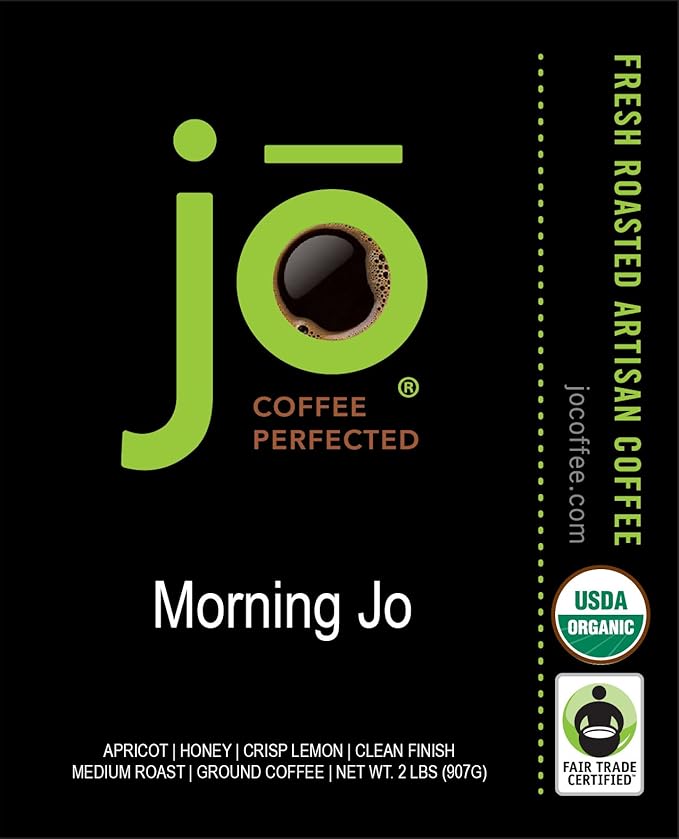 MORNING JO: 2 lb, Organic Breakfast Blend Ground Coffee, Medium Roast, Fair Trade Certified, USDA Certified Organic, NON-GMO, 100% Arabica Coffee, Gluten Free, Gourmet Specialty Coffee by Jo Coffee®