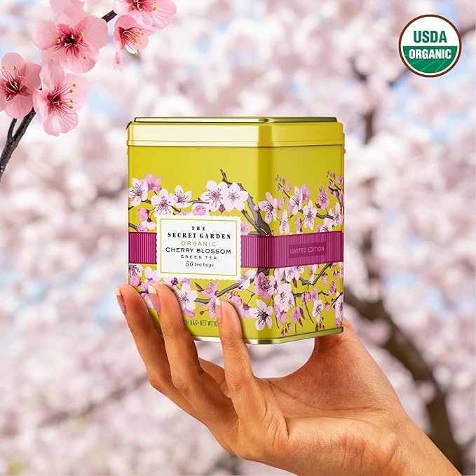 Life Plus Style Gourmet The Secret Garden Organic Cherry Blossom Green Tea 50 Tea Bags Sakura Sugar Free Classic Gift Tin