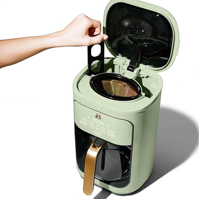 Beautiful 14-Cup Programmable Single Serve Drip Coffee Maker with Touch Display - Automatic Coffee Machine with Timer for Home & Office - by Drew Barrymore (Sage Green)