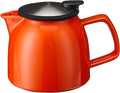 FORLIFE Bell Ceramic Teapot with Basket Infuser, 26-Ounce/770ml, Carrot