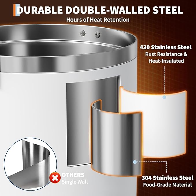 120 Cups Large Coffee Urn with Double Wall Insulation, 18L/4.8 Gallon Stainless Steel Commercial Electric Coffee Maker with Hot Drinks and Hot Water, for Weddings, Parties, Catering, and Buffets