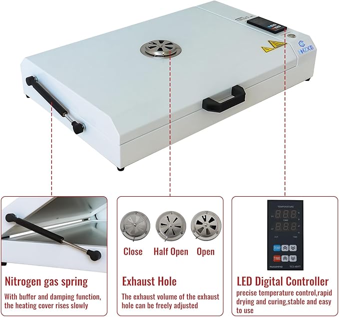 𝐔𝐩𝐠𝐫𝐚𝐝𝐞𝐝 DTF Oven Dryer Dual-Side Heating – Professional Curing Oven for A3/A4 DTF Printing | Even Heating, Fast Drying & Vibrant Results,13.4" x 19.3"