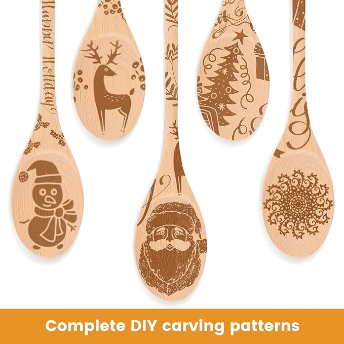 HANSGO 6PCS Wooden Spoons, 12 Inch Wooden Mixing Spoons Long Handle, Large Wood Kitchen Utensils for Cooking Stirring Baking Tasting, DIY Available