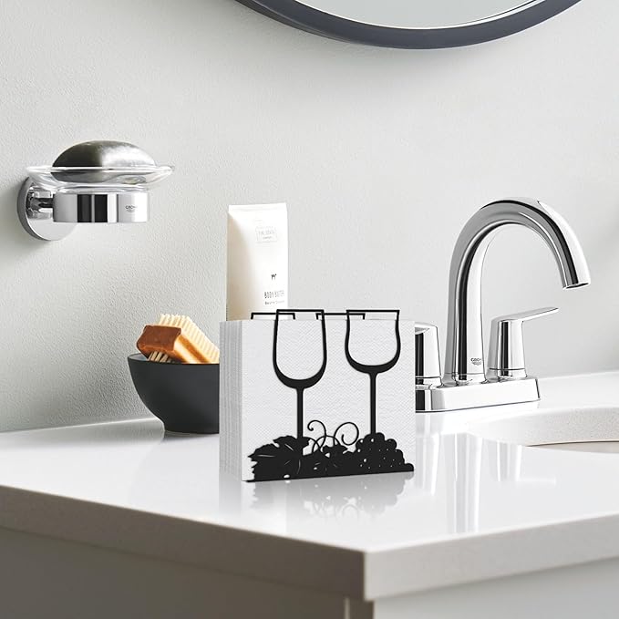 Black Napkin Holder for Table – Modern Metal Napkin Holders for Paper Napkins, Sturdy Black Tabletop Napkin Organizer for Kitchen, Dining Room, Countertop & Restaurants-5 x 4.84 x 2.32 inches