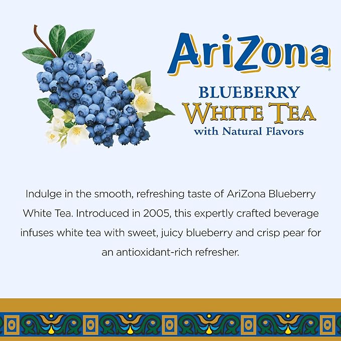 AriZona Blueberry White Tea - Big Can, 22 Fl Oz (Pack of 12)