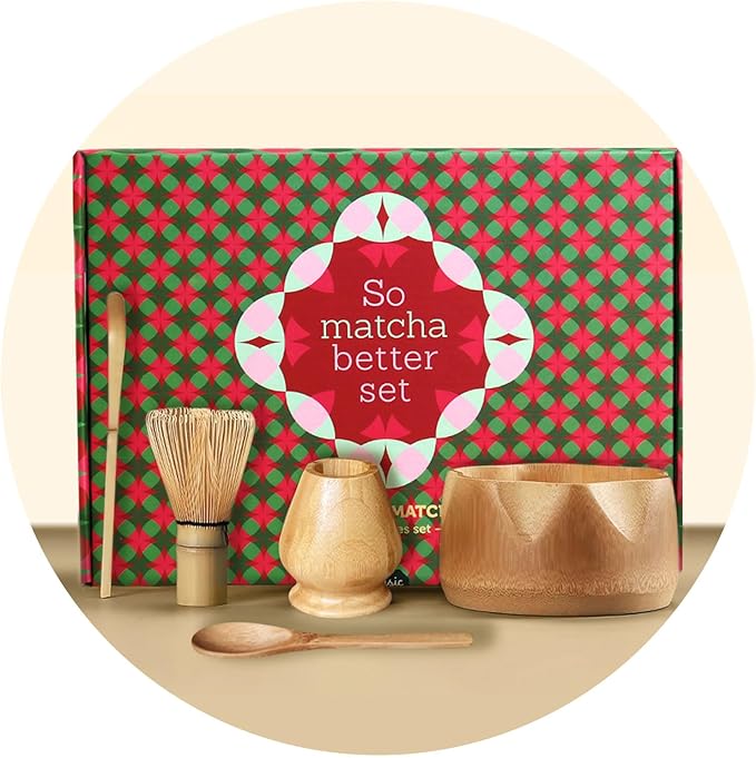 BAMBOO MATCHA WHISK SET. Ceremonial matcha kit with bowl and whisk, BAMBOO whisk holder former, powder scoop & spoon to prepare an exquisite matcha. Tea set for Christmas, Birthdays & Mom