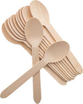 Disposable Wooden Forks -Pack of 100, 6.5" Length-Biodegradable, Natural Wooden Utensils, Great for Parties,Camping,Weddings&Dinner Events (Spoons)