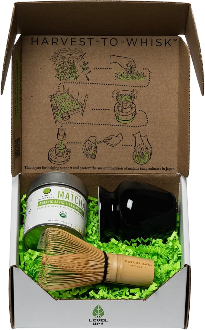 Dr. Weil Matcha Kari Mini Matcha Tea Set - Black- Ceremonial Organic Matcha with Whisk & Holder