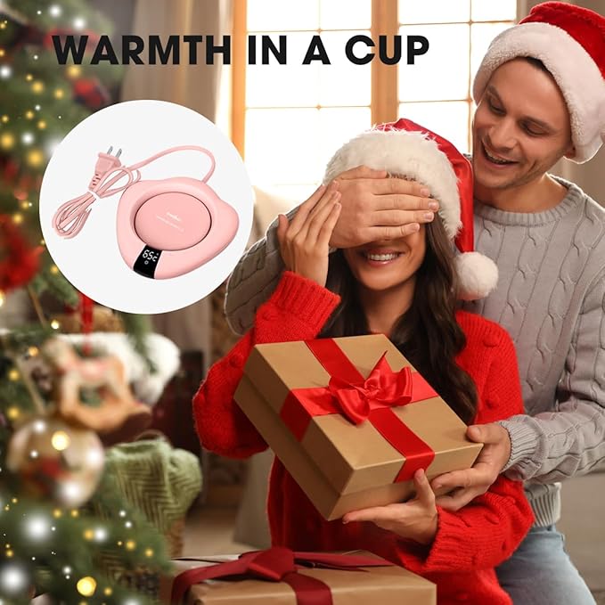 Coffee Mug Warmer for Desk, Cup Warmer with Auto Shut Off, Mug Warmer Plate for Coffee, Milk, Tea, Beverage - Mug Heater for Travel, Home and Office (Pink)