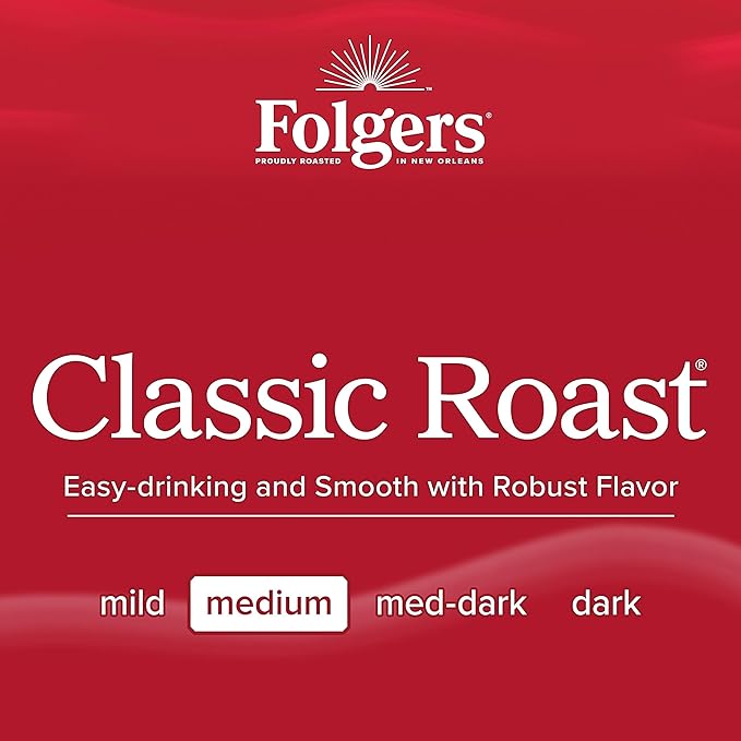 Folgers Classic Roast Medium Roast Coffee, 12 Keurig K-Cup Pods (Pack of 2)