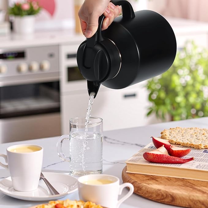 70 oz Thermal Coffee Carafe Insulated for Keeping Hot and Cold, Stainless Steel Thermal Coffee pot for Coffee, Tea, Water for Parties, Black