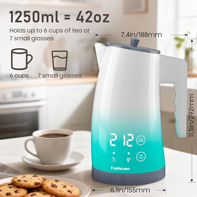 electric kettle with 5 presets temperature control (Blue Gradient)