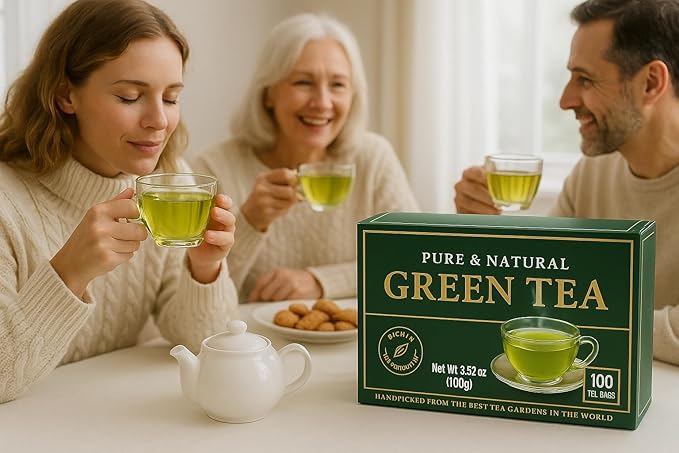 Hand-Picked Black & Green Tea Bags 100 Count Pack | Bold & Smooth Premium Blend for Hot or Iced Tea | Antioxidant-Rich Breakfast Tea Fresh Flavorful & Aromatic Brew 3.52 oz (Green Tea)
