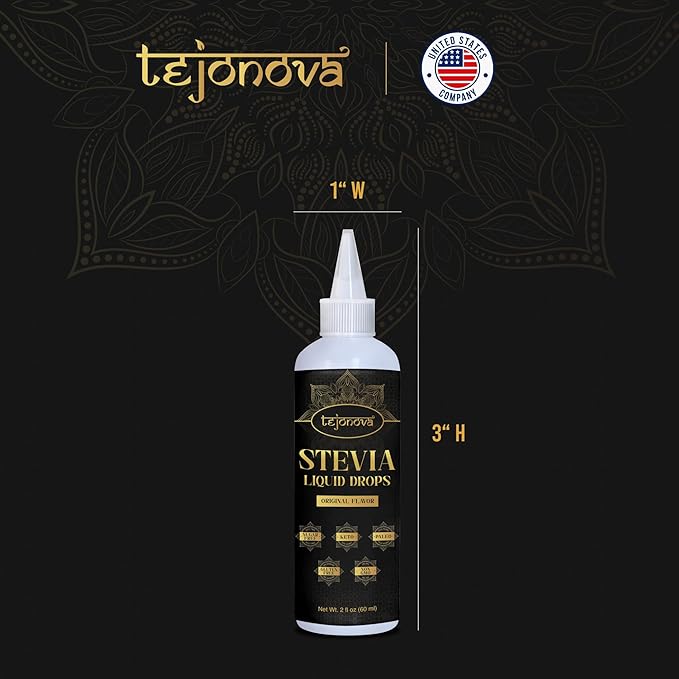 tejonova Stevia Liquid Drops, 2 fl oz, Zero Calorie Stevia Liquid Sweetener from Pure Stevia Extract, Stevia Sweetener for Drinks, Treats, No Sugar Liquid Stevia Drops, Keto Sweetener, No Aftertaste