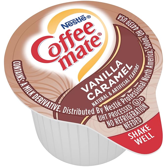 Nestle Coffee mate Liquid Coffee Creamer Singles, Vanilla Caramel, 50 Ct Box (Pack of 2)